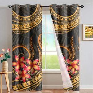 Curtain Upetstory Tribe Polynesian Plumeria Printing Full Shading Panels Home Window Curtains Blackout Thermal Insulated Grommet Drapes