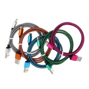 Tkanina Bradied typu C Kable ładowania typu-C mikro USB kabel 1m 2m 3m 3m szybkie sznurka do huawei xiaomi samsung