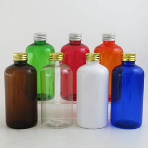 Garrafas de armazenamento 12 x 220 ml de recipientes cosméticos vazios garrafa de plástico de alumínio azul azul azul vermelho azul vermelho laranja com tampa de alumínio