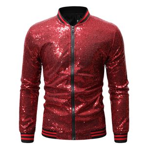 Erkek Ceketler Erkekler Resmi Parti Bar Giyim Dans Paltosu Sequin Blazer Suit Ceket Smokin Düğün Katı Pekalı Zipper1