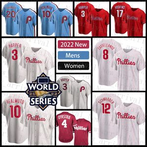 2022 2023 Nuova maglia da baseball 3 Bryce Uomo Harper 10 J.T. Realmuto Femminile 12 Kyle Schwarber 8 Nick Castellanos 17 Hoskins 4 Lenny 27 Nola Dykstra