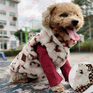 Pet Fur Coat Dog Apparel Pets Designer Vest Dogs Plush Jacket Letter Jacquard Puppy Outerwear Two Sided