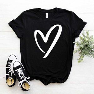 Hj￤rttryck kvinnor avslappnad rolig t -shirt f￶r lady girl topp tee hipster drop ship