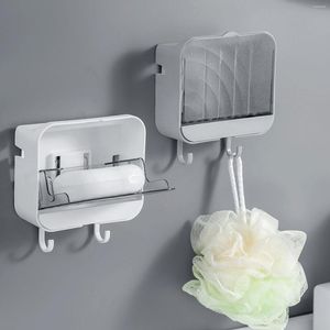 Soap Dishes Rack PP With Cover Vertical Dustproof High Quality Bathroom Drip Fertilizer Punch-free Wall Hanging Punch Free Holders