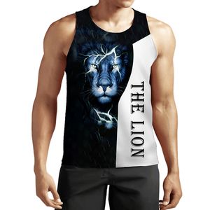 Plus wielkości s-6xlsummer męski zbiornik Lion Tank Animal 3D Printed Sleveless Fajna kamizelka Kobiety moda swobodna odzież harajuku streetwear 006