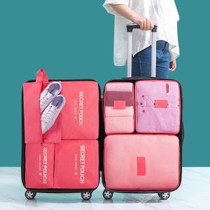 7pcs Seyahat Depolama Çantası Giysileri için Set Seti Düzenleyici Gardırop Bavul Poşeti Unisex Çok Fonksiyonlu Paketleme Küp Torbaları Travelkit WLL1796