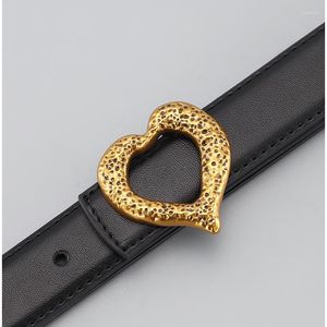 Gürtel Einzigartige Liebe Echtes Leder Gürtel Frauen Mode Herz Gold Schnalle Retro Rindsleder Weibliche Jeans Kleid Bund 2022