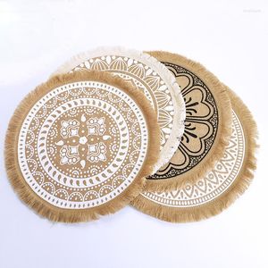 Maty stołowe okrągłe podkładki boho makrame tkane tablematy 15 cali bez poślizgu koło odporne na kolację kuchenną dekoracje wiejskie