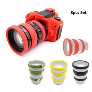 Camera LCD Hoods 3st DSLR Protective Rings Front Lens Focus Zoom Silicone Rubber Band Cover Case 52-77mm 221103