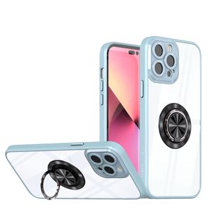 Casos de telefone de suporte de anel claro de luxo para iPhone 11 12 13 14 Pro Max Plus Transparent Magnetic Armour Camera Lens Protection Capas