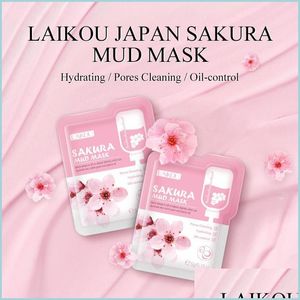 Andere Hautpflege-Tools Laikou Japan Sakura Schlamm-Gesichtsmaske Nacht-Gesichtspackungen Haut reinigen Augenringe befeuchten Pflegemasken Tropfen liefern Dhmch