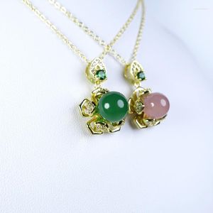 Anhänger Halsketten natürliche kristallgrüne Jade -Paar Anhänger Mann einzigartige kreative Rotation Chalcedon Frau Persönlichkeit Halskette Charme