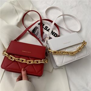 Evening Bags Golden Metal Chain PU Crossbody Messenger Luxury Women Designer Female Trend Plaid Shoulder Bag Women's