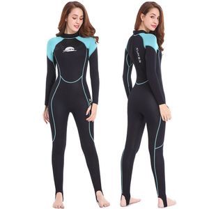 Wetsuits Drysuits Kadın 2mm Neopren Islak Takımlar Tam Vücut Dalış Şnorkel Sörf Sörf Sörf Sörf Soğuk Su Geri Sırtında Zipper Kayış 221102