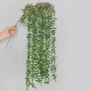 Fiori decorativi Real Looking Eucalyptus Rattan Piante finte Wall Hanging Water Pipe Winding Evergreen Vines Room Decor Plantas