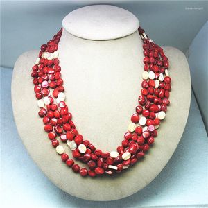 Choker 1PC Fashion Women Coral Halsband med Pearl Shell Maters Mother 50cm L￤ngd Fem rader f￶r kl￤der som b￤r S