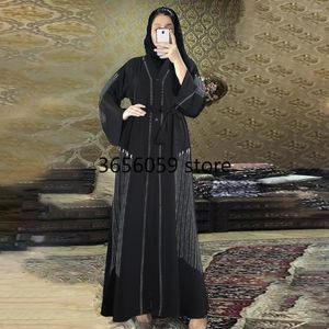 民族衣類MD 2022 Eid Mubarak Abaya Dubai Turkey Muslim Hijab Dress Women Crystal Luxury Dimono Cardigan Plus Size Djellaba Femme