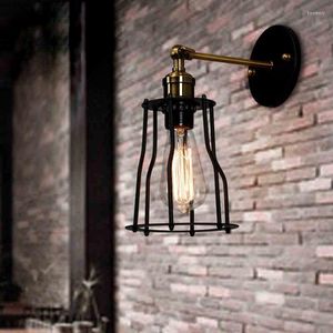 V￤gglampa modern kort loft vintage industriell lager s￤ng bar spegel trappa smidesj￤rn edison sconce belysning fixtur