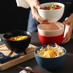 Bowls Modern Solid Color Ceramic Rice Bowl El Restaurant Tableware Household Noodle Seasoning Dish Soup Kitchen Utensils