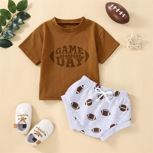 Clothing Sets Citgeett Summer Infant Baby Girls Boys Suit Short Sleeves Letter Printed T-shirt Elastic Waist Shorts Clothes Set 221103