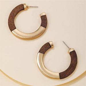 Hoop Earrings Round Dangle Wooden Rhombus Fashion Handmade Big African Wood For Women Jewelry