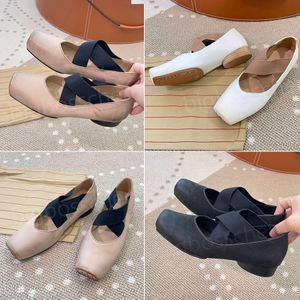 Baletskor Kvinnor Mary Jane Shoes Designer Luxury Fashion Party Retro Made Old Square Head Tjock Heel Läder Black White Camel Formella handgjorda sandaler 35-40