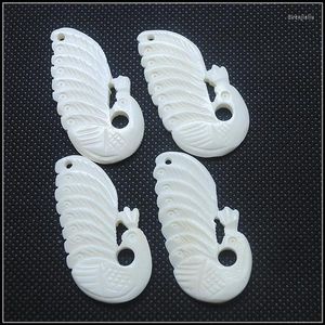 Pendant Necklaces 2pcs Nature Bone Beads White Coral Peacock Jewelry Accessories Findings 43x22mm