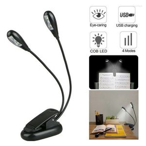 Lampade da tavolo Clip-on Led Light Book Lamp 2 Bracci Multiuso Regolabile Dimmerabile Ricaricabile Lettura Super Luminosa