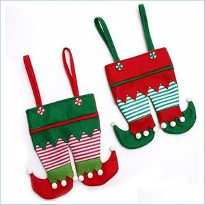 Kerstdecoraties Kerst Feestelijke kerstman Claus Gift Bag Elf Boots Candy Voeg een sfeer drop levering toe Home Garden Party Su Dhcyt
