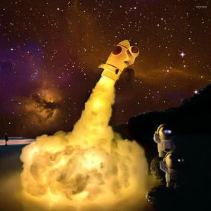 Nattljus varm ljus kreativ konstskylt raket färgglada moln säker för sovrum