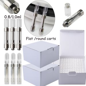 Wholesale 0.8ml 1.0ml Flat Round Carts Atomizers G5 M6t Acrylic Material Tank 510 Thread Battery Fit Press On With Foam Package