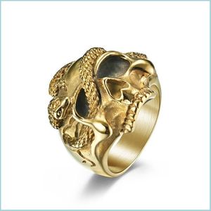 Pierścienie klastrowe pierścienie klastra tytanowe stal hiphopowy węża SKL pierścień ciemny styl mężczyźni i kobiety hipsterwear biżuteria