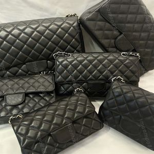 10a Top Tier Womens Mini Square Bag Real Leather Medium Caviar Lambskin Quiltad Purse Liten Double Flap Black Shouler Box Bag Luxury Designer Maxi Chain Strap Handbag