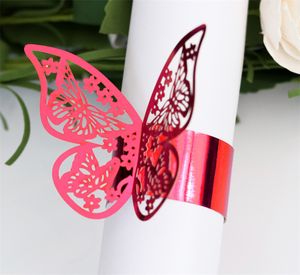 50st Laser Cut Butterfly servettringar Holder For Dinners Tables Everyday Wedding Anniversray Party Decor