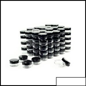 Caixas de embalagem recipientes cosméticos Jarros de amostra com tampas pretas Maquiagem de plástico BPA POT 3G 5G 10G 15G 20 GRAM DROW DRIAGEM 2021 OTOY1