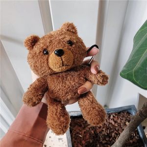 Capas fofas de tricô de inverno para Apple Airpods 3 2 1 Pro Capas de fone de ouvido de pelúcia marrom Teddy Bear Bolsa de fone de ouvido Bluetooth Air pods Capas