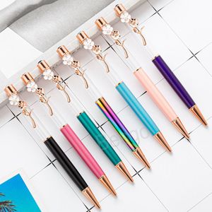 Цветочный шарики DIY Blank Ballpoints Pen Metal Студент Студент Pen Office School Supplies Festival Festival Pired Настраиваемый логотип BH7867 TYJ