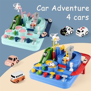 Diecast Model car Rail Car Train Track Toys for Kids Montessori Children Racing Mechanical Adventure Brain Table Game Christmas Gifts Toy 221103