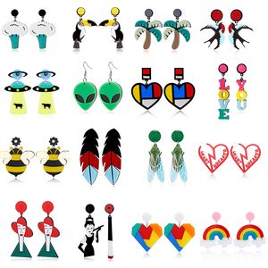 Stud Yaologe Acrylic Cute Big Drop Earrings Astronaut Food Tassel Jellyfish Octopus Pearl For Women Trendy Jewelry Party Dangle Deli Smtck