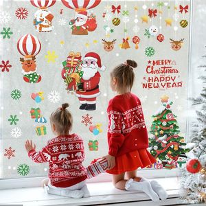 Julekorationer Merry Window Stickers Santa Claus Snowflakes Diy Wall Decal för heminredning Navidad Ornament Happy Year 2023