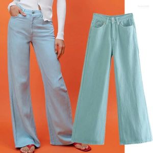 Kvinnors jeans Kvinnors Elmsk High midja Street Vintage Mom Woman England Solid Loose Wide Leg Denim Pants Boyfriend For Women