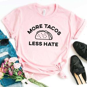 More Tacos Less Hate Print Womens T Shirt Women Casual Funny For Yong Girl Top Tee