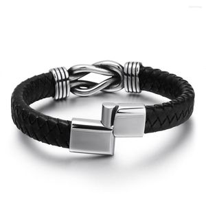 Braccialetti con ciondoli ZG Bracciale da uomo Retrò Twist creativo Pelle intrecciata a mano Acciaio al titanio Gioielli alla moda