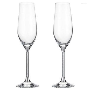 Wine Glasses 220ml 2Pcs Silver Creative Wedding Champagne Flutes Crystal Bride Groom Toasting Cup Bar Bubble Tulip Cocktail Cups