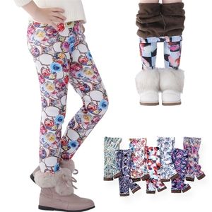Trousers SheeCute Winter Girls Thick Warm Pants Kids Skinny Print Flower Leggings SCW101 221102