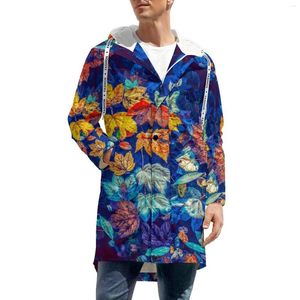 Gabardina para hombre, cazadora gruesa informal con estampado colorido de flores de otoño para exteriores, chaquetas de invierno con cremallera Kawaii para hombre de talla grande 6XL