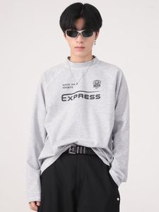 Camisetas masculinas syuhgfa mass de manga longa de manga longa camiseta de gola alta outono letra solta imprimir camisetas coreanas de streetwear