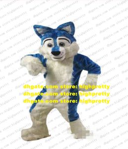 Blue White Long Fur Furry Mascot Costume Husky Dog Fox Wolf Fursuit Adult Cartoon Live-dressed Annual Symposium zz7677
