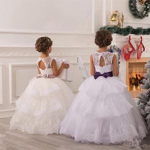 Flicka klänningar barn blomma vintage juvel Sash spets netto baby födelsedag jul första nattvards klänning barn fest klänning