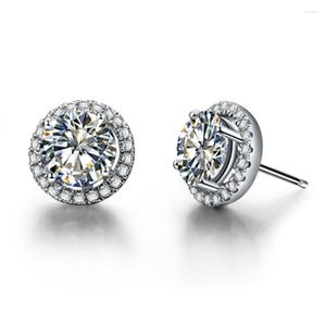 Stud Earrings 2Ct 8mm Each G-H Moissanite Diamond Marriage Jewelry TEST POSITIVE 925 Sterling Silver Promise